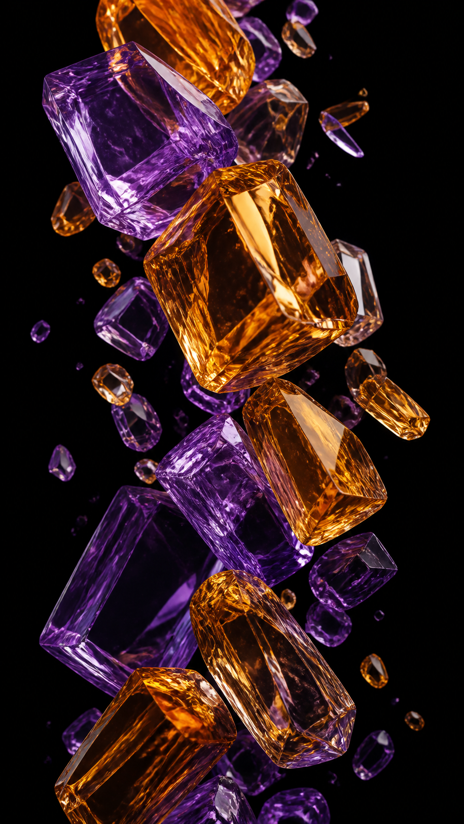 Amber Violet Crystals Abstract phone wallpaper