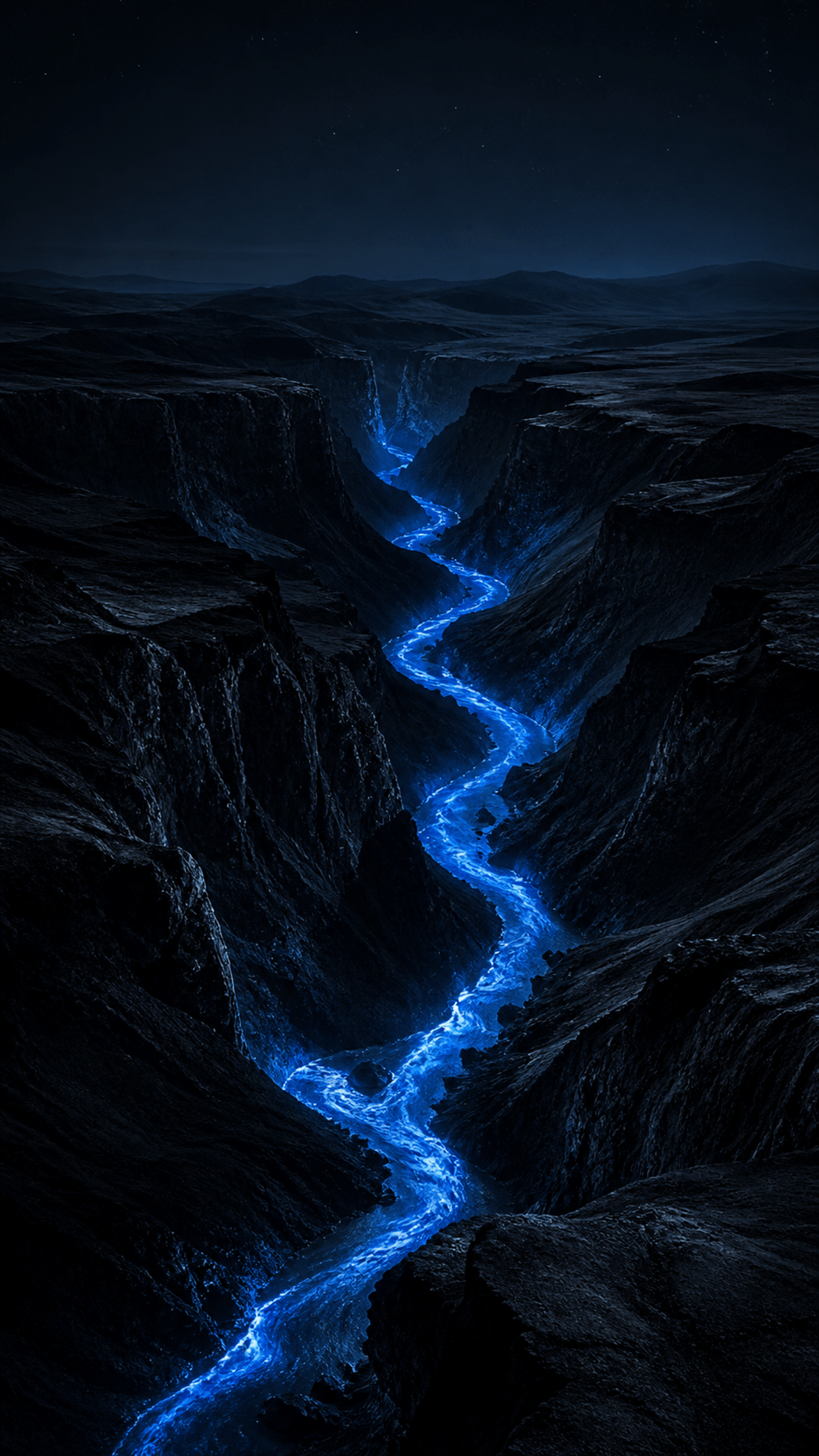 Cobalt Canyon River AMOLED phone wallpaper