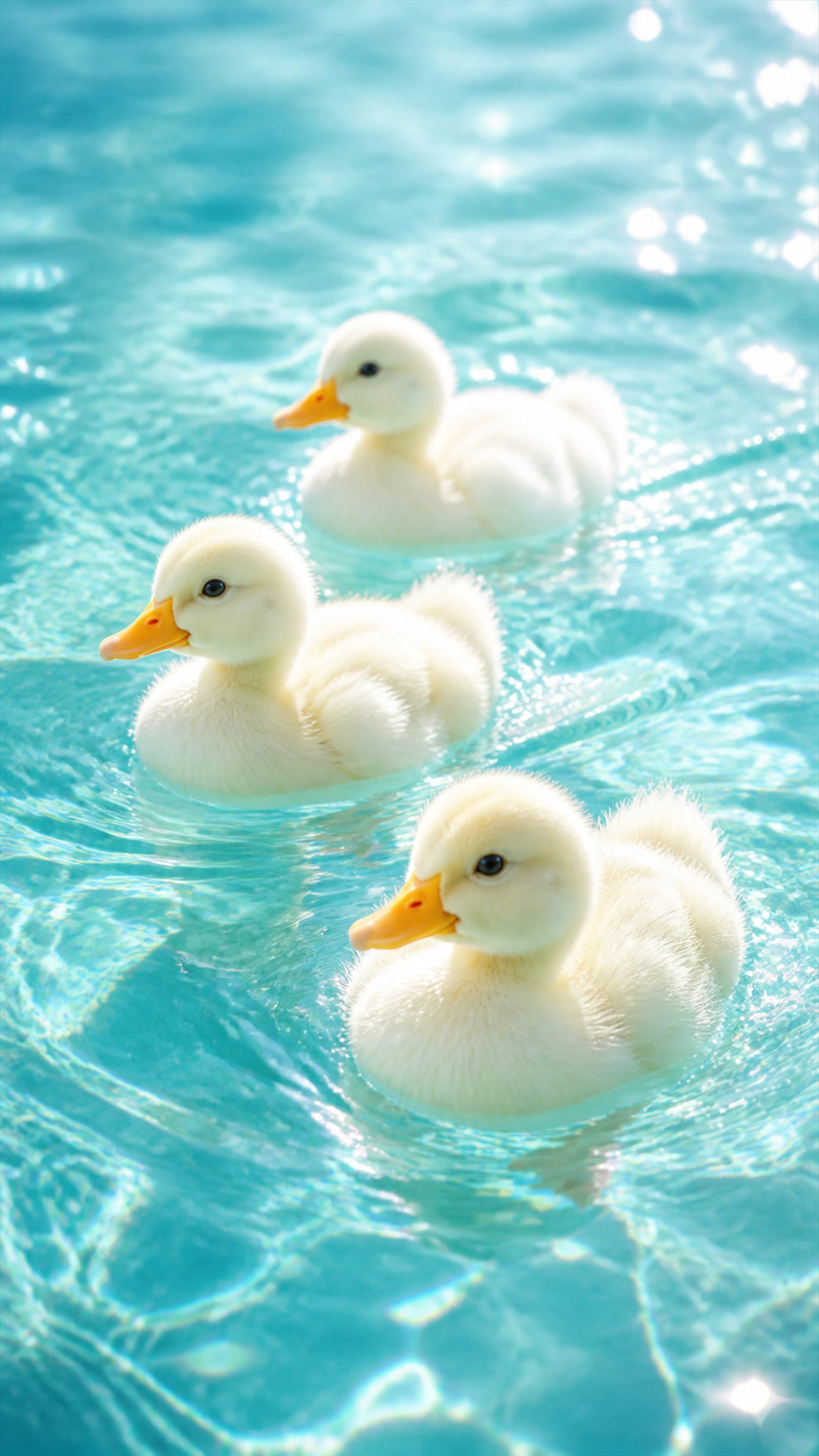 Crystal Water Ducklings Animals phone wallpaper