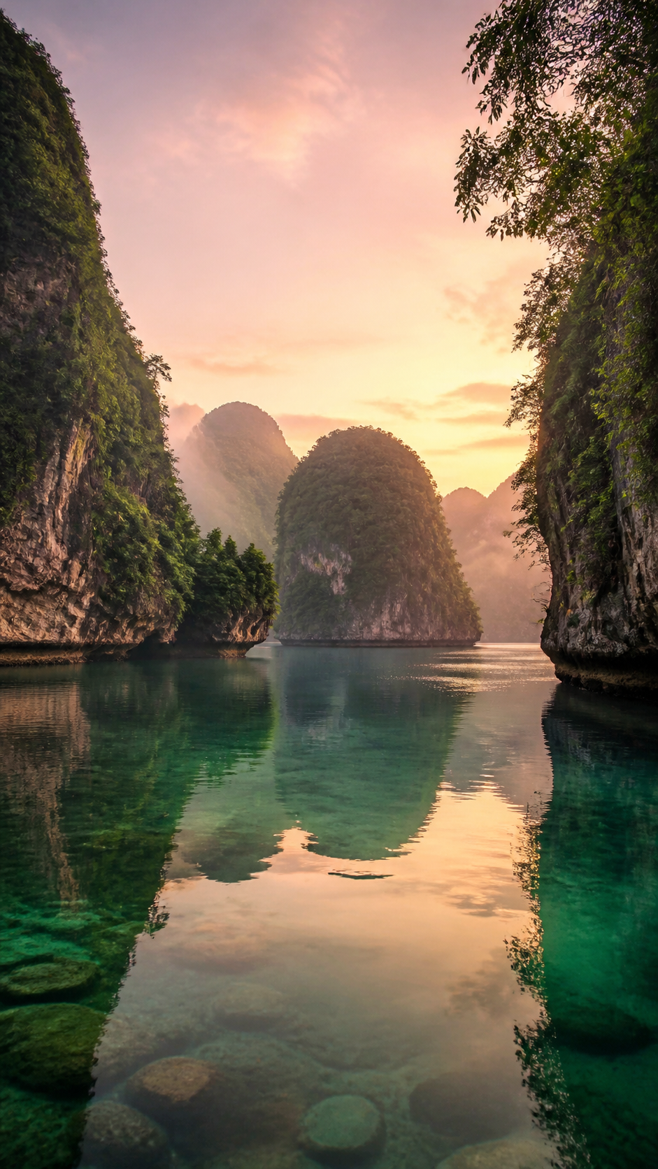 Emerald Lagoon Nature phone wallpaper