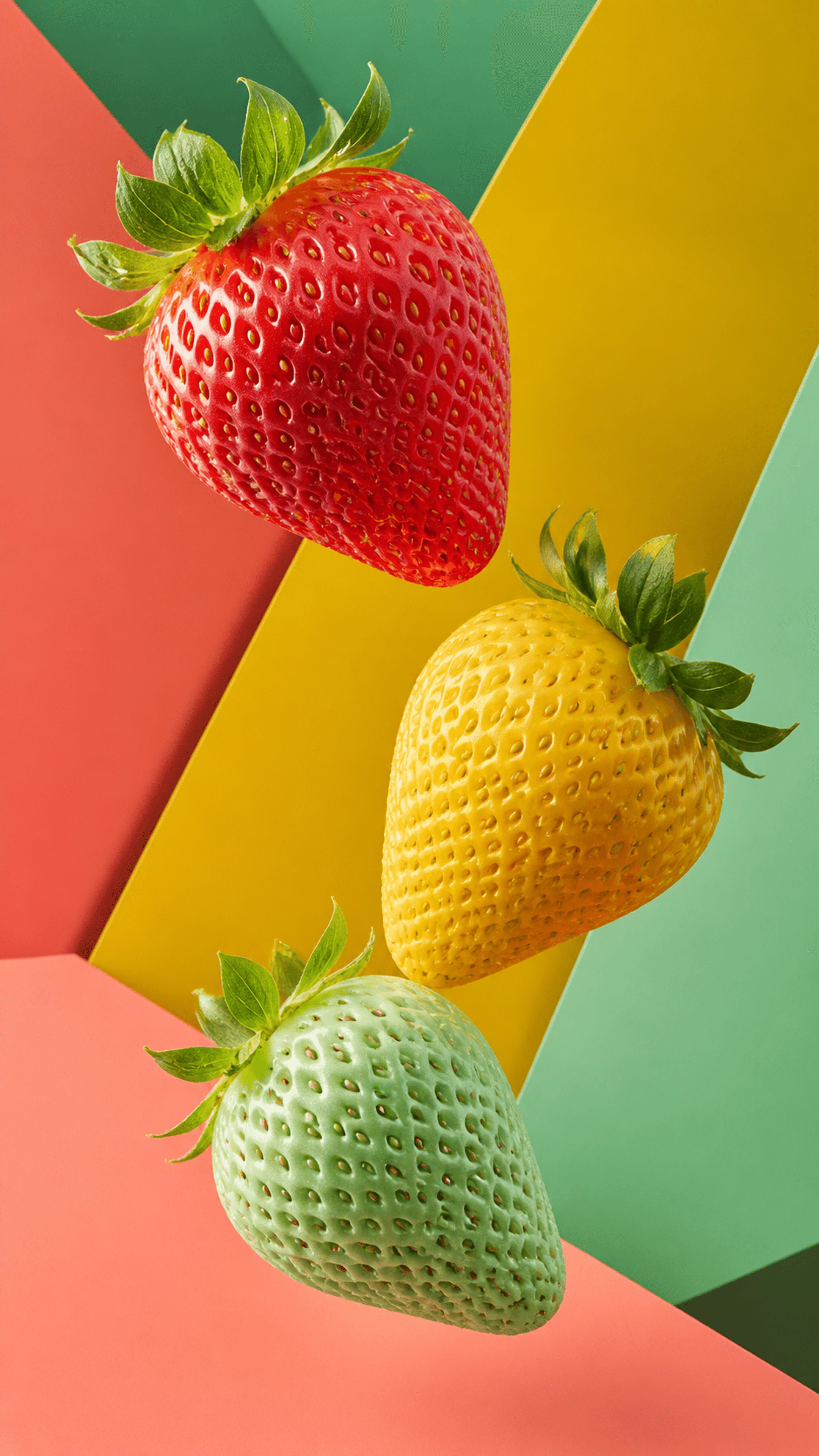 Floating Strawberry Study Abstract phone wallpaper
