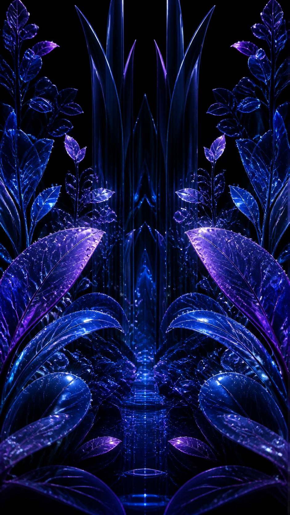 Midnight Glass Garden AMOLED phone wallpaper