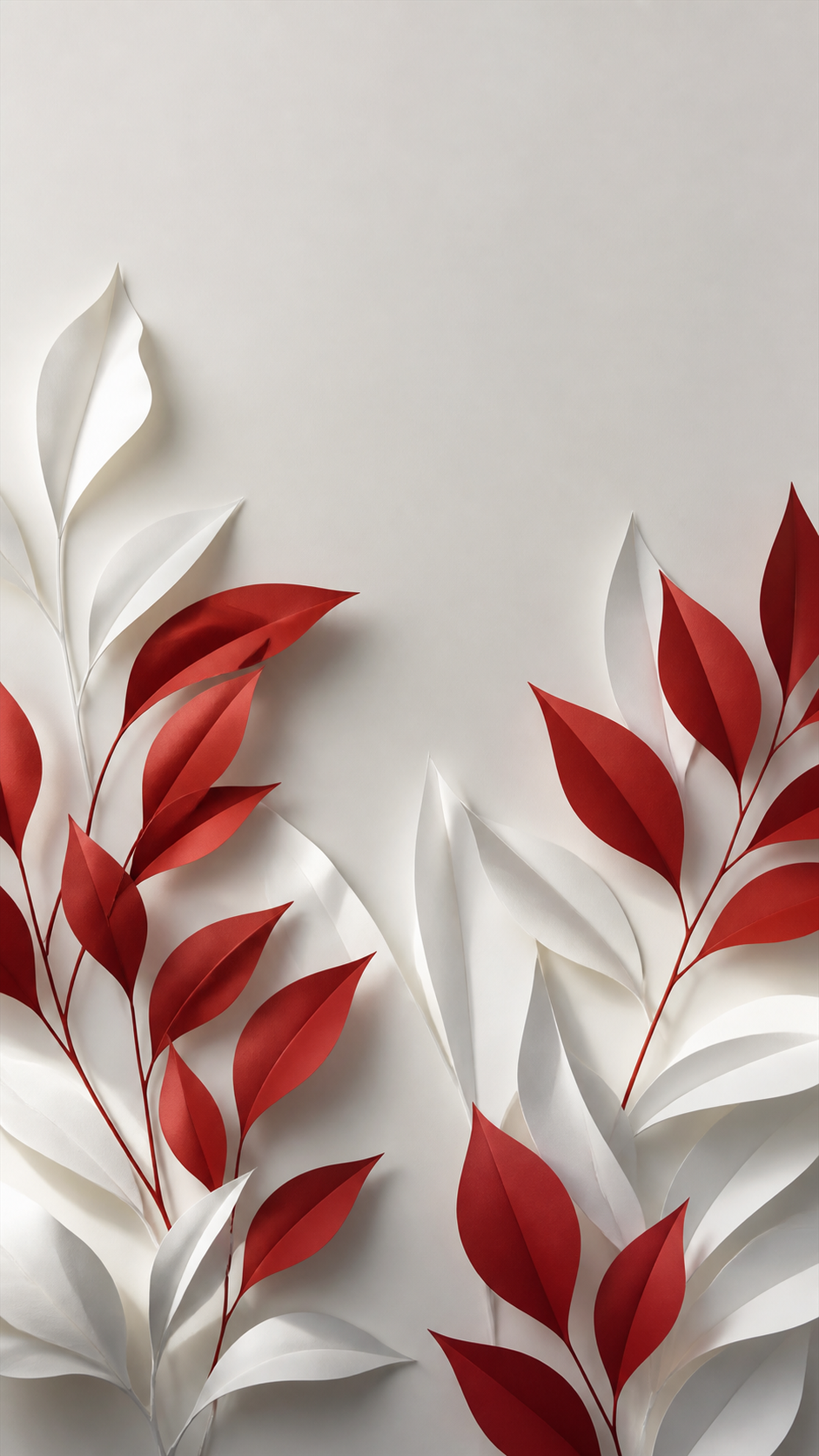 Scarlet Paper Leaves Minimal phone wallpaper
