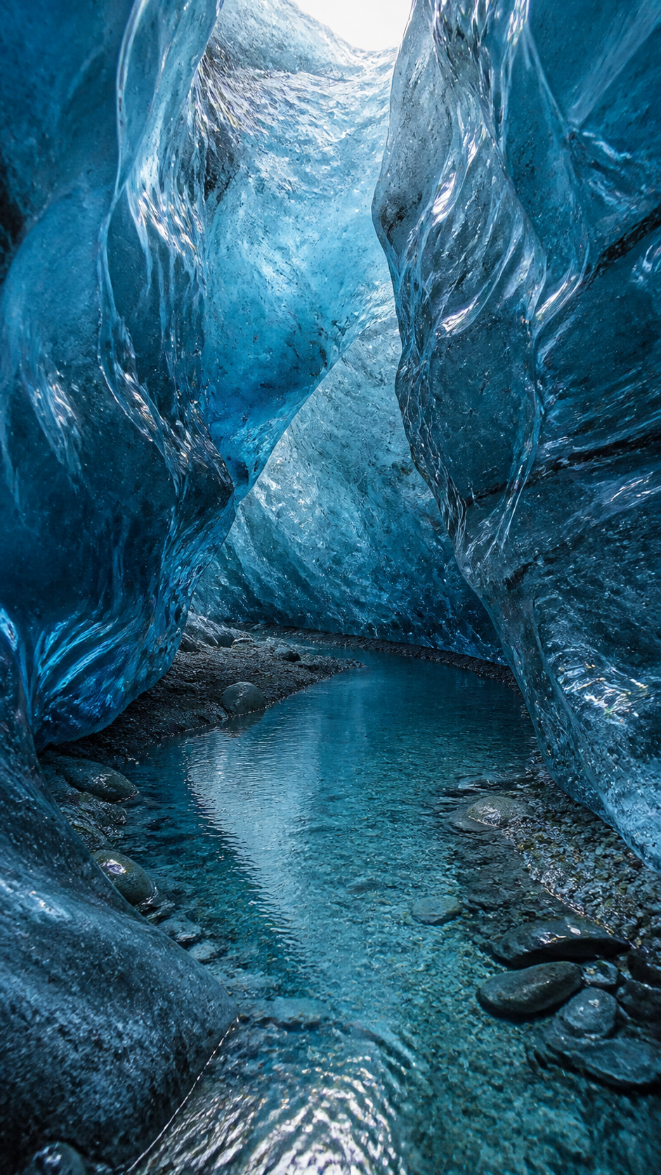 Sapphire Ice Cave Nature phone wallpaper