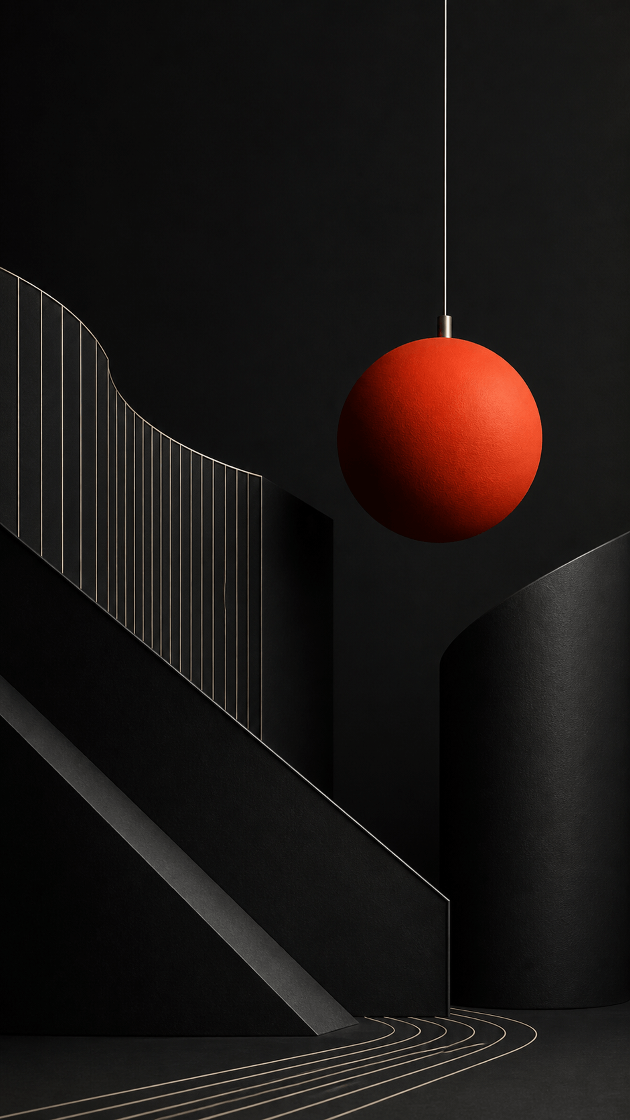 Vermilion Suspended Sphere Abstract phone wallpaper